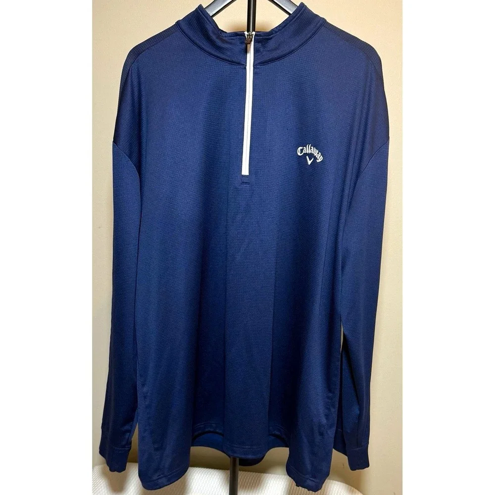Callaway Weather Series Men's 3XLT Blue 1/4 Zip Mock Neck Golf Pullover